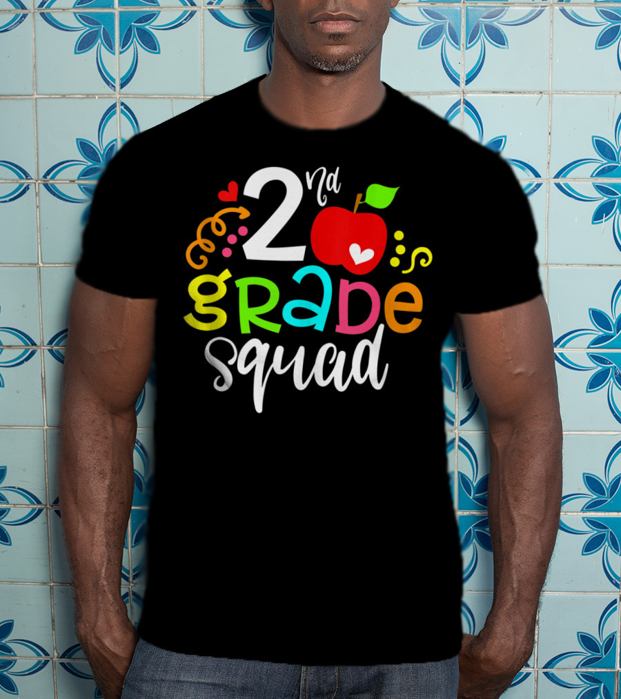 2nd Grade Squad Apple Graphic Second Grade Team T-Shirt
