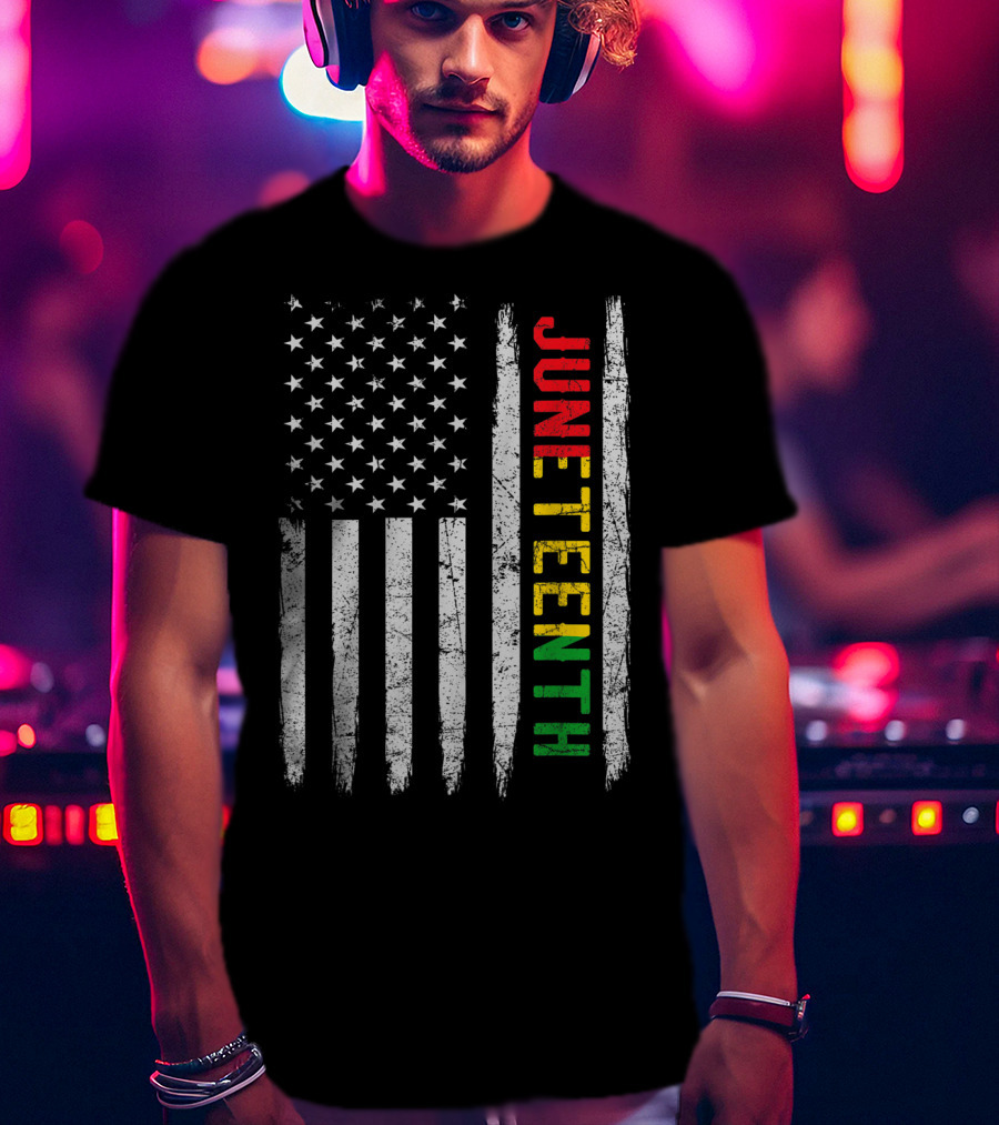 African American Flag Black History Juneteenth Stripes Patriotic Colors T-Shirt