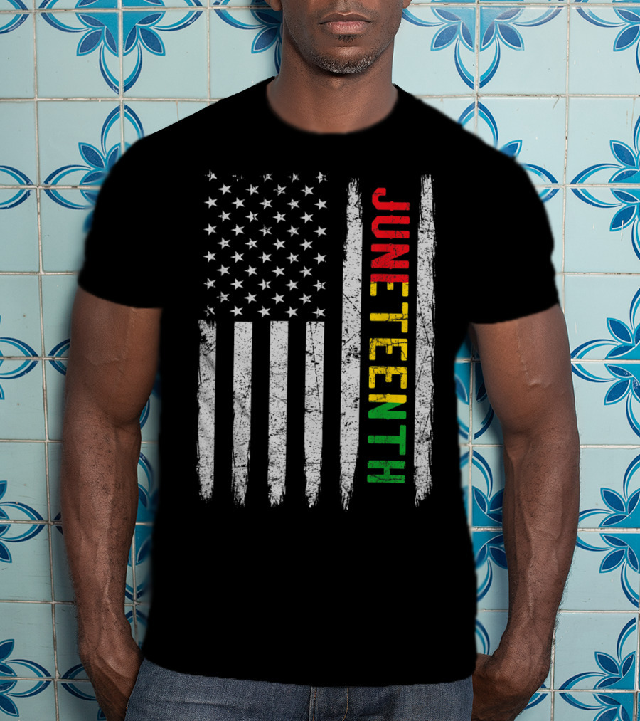 African American Flag Black History Juneteenth Stripes Patriotic Colors T-Shirt