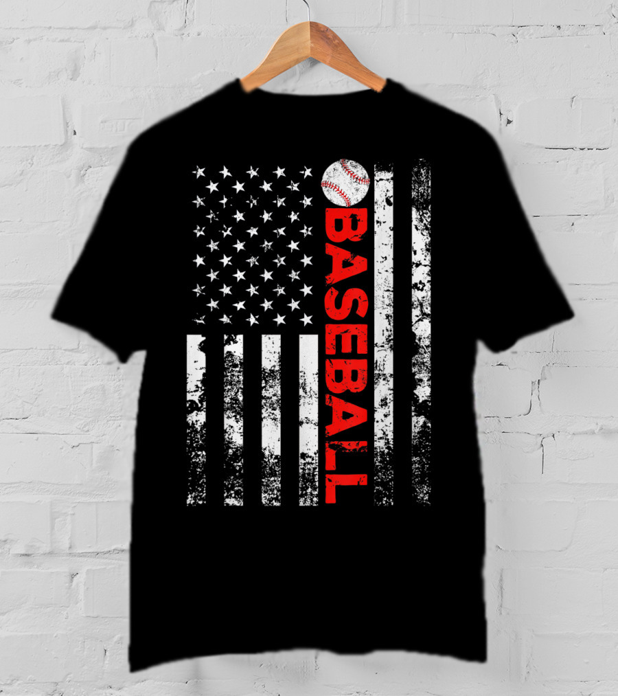 American Flag Baseball Stripes T-Shirt