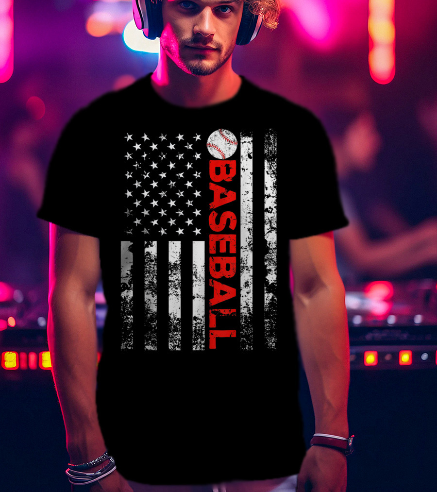 American Flag Baseball Stripes T-Shirt
