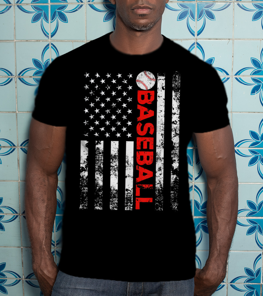 American Flag Baseball Stripes T-Shirt