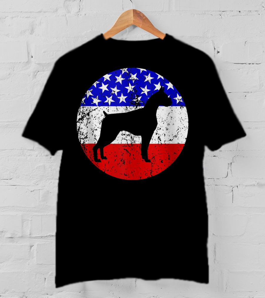 American Flag Vintage Boxer Dog T-Shirt