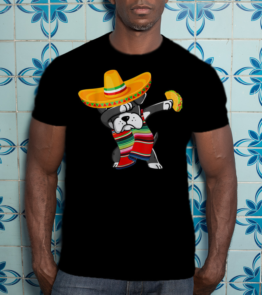 Boxer Dabbing Sombrero Taco Cinco De Mayo Dog T-Shirt