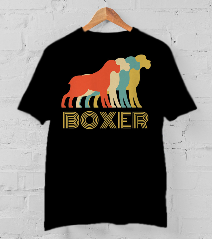 Boxer Dog Breed Vintage Colorful T-Shirt