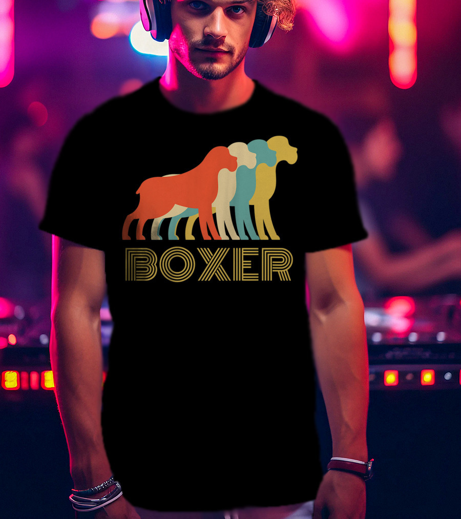 Boxer Dog Breed Vintage Colorful T-Shirt