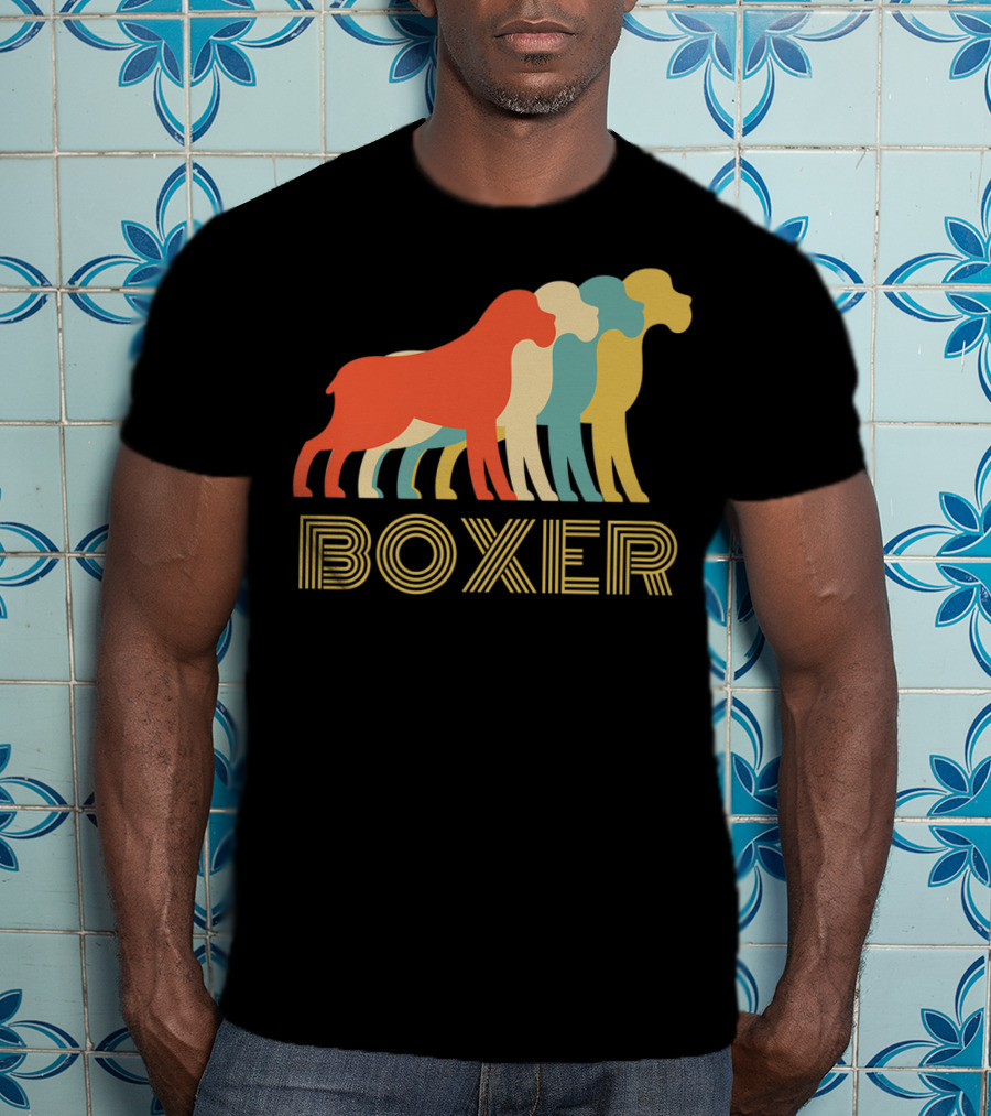 Boxer Dog Breed Vintage Colorful T-Shirt