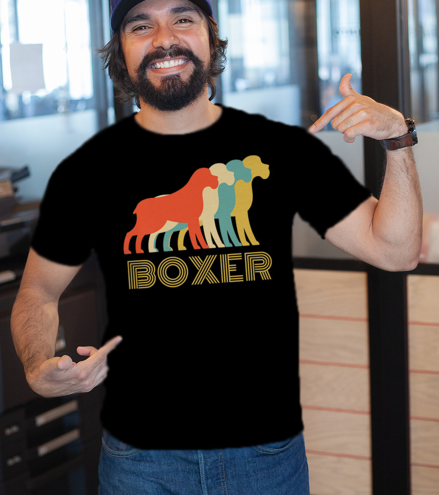 Boxer Dog Breed Vintage Colorful T-Shirt