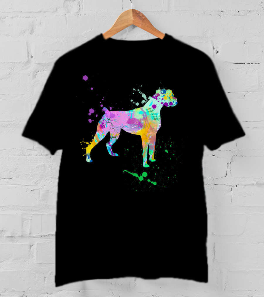 Boxer Dog Lovers Watercolor Splash T-Shirt