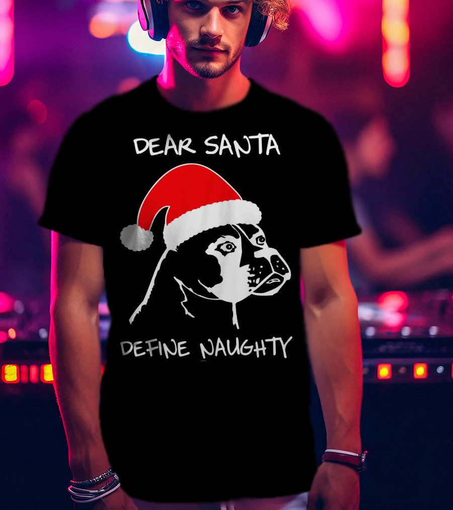 Dear Santa Define Naughty Boxer Funny Ugly Xmas Dog Lovers T-Shirt