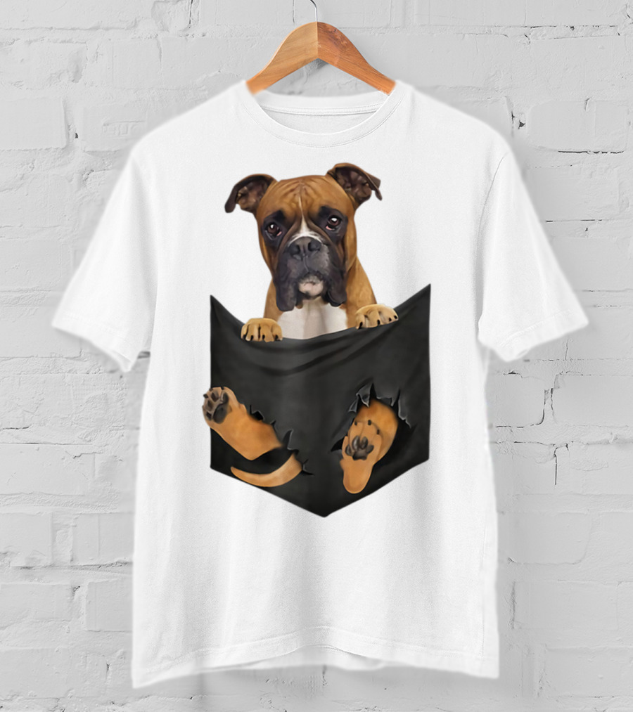 Boxer Puppy In Pocket Boxer Lover T-Shirt