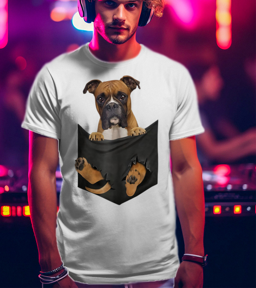 Boxer Puppy In Pocket Boxer Lover T-Shirt