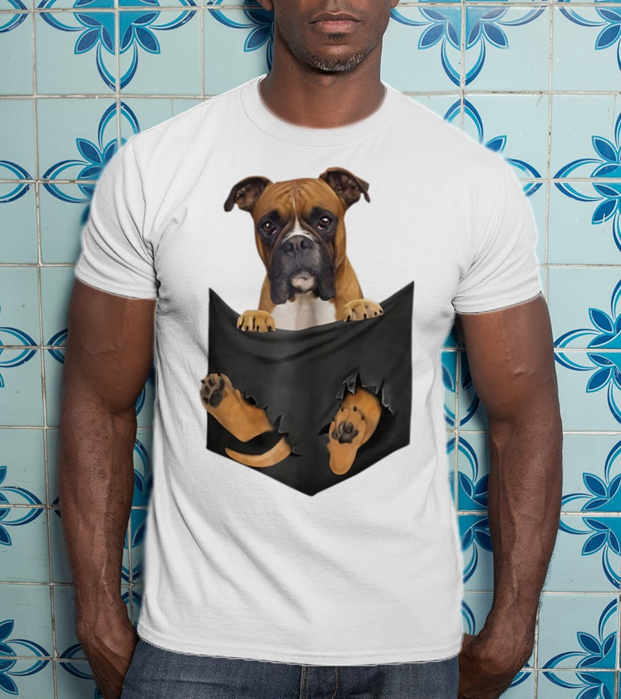 Boxer Puppy In Pocket Boxer Lover T-Shirt