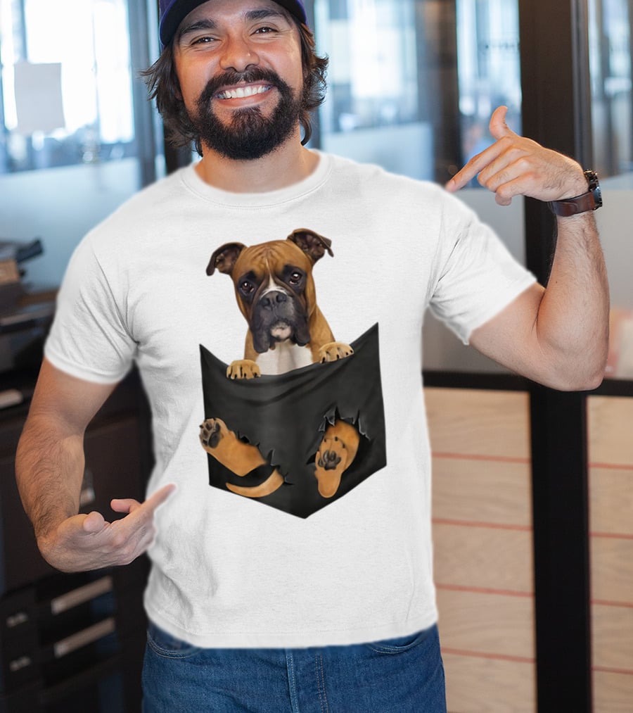 Boxer Puppy In Pocket Boxer Lover T-Shirt