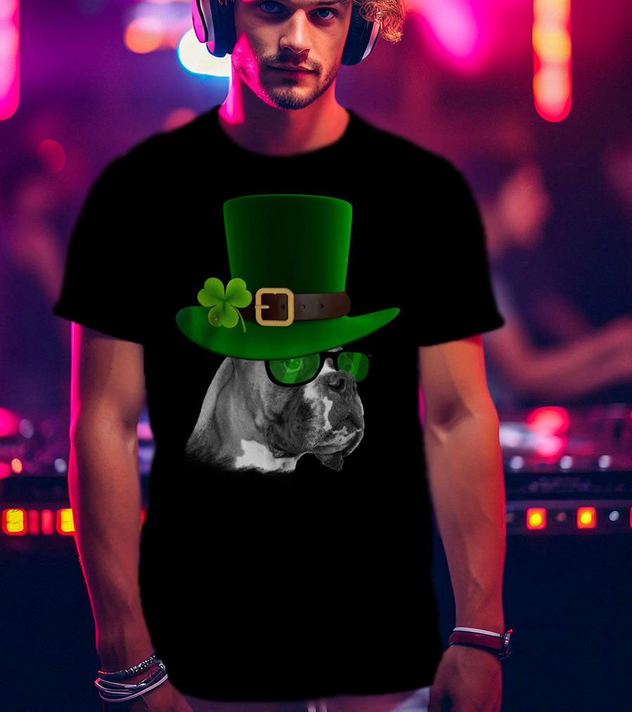 Boxer Dog St Patrick's Day Green Hat Shamrock T-Shirt