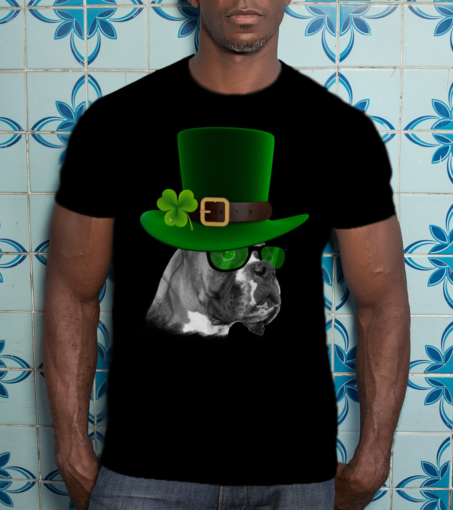 Boxer Dog St Patrick's Day Green Hat Shamrock T-Shirt
