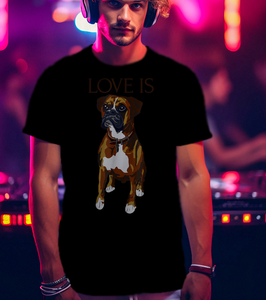 Boxer Love Is Cute Dog Love Is T-Shirt