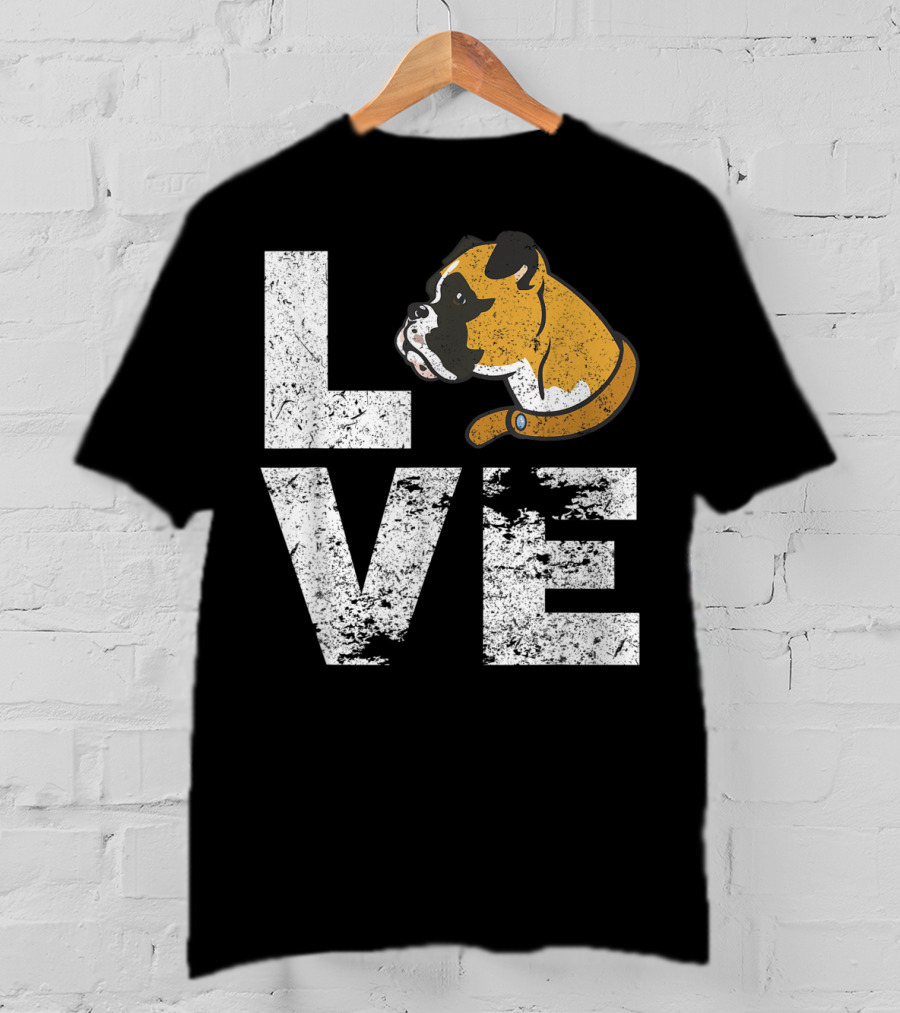 LOVE Boxer Dog Head Funny Dog Lovers T-Shirt