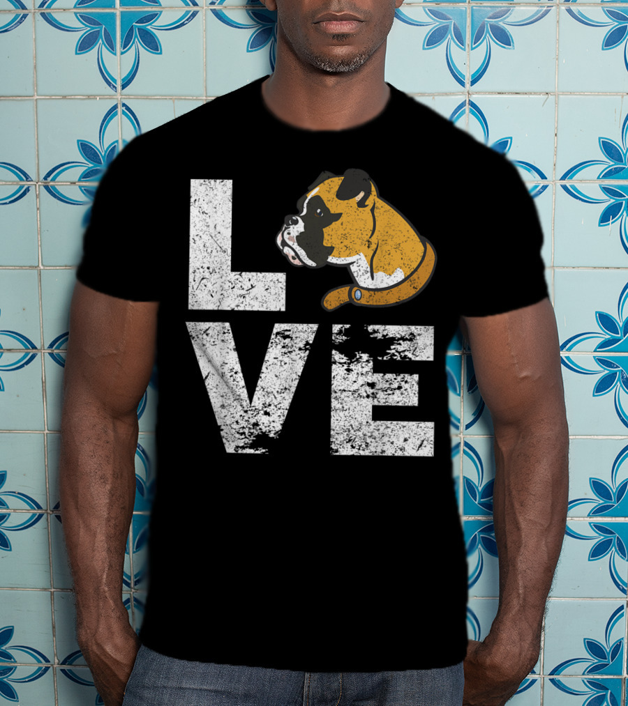 LOVE Boxer Dog Head Funny Dog Lovers T-Shirt