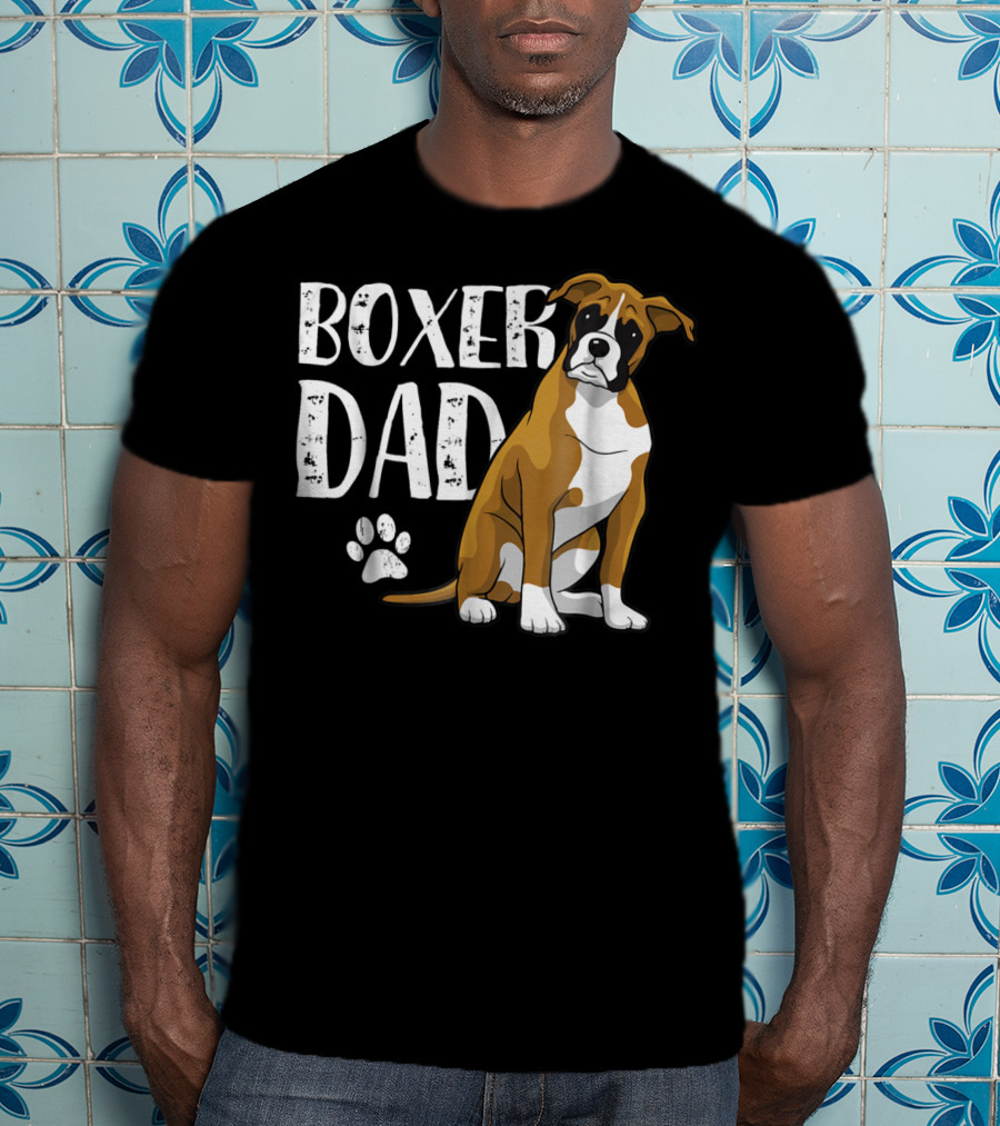 Boxer Dad Dog Paw T-Shirt