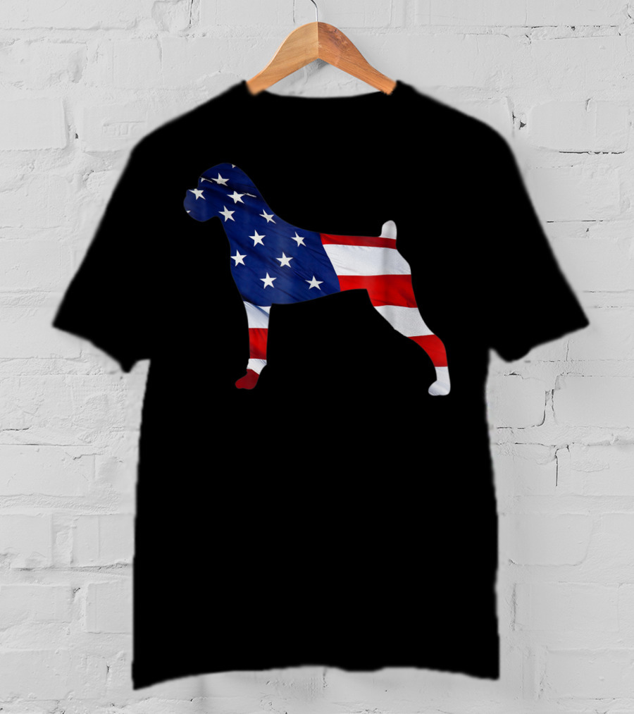 American Flag Boxer Dog Novelty T-Shirt