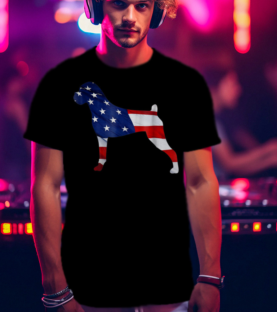 American Flag Boxer Dog Novelty T-Shirt