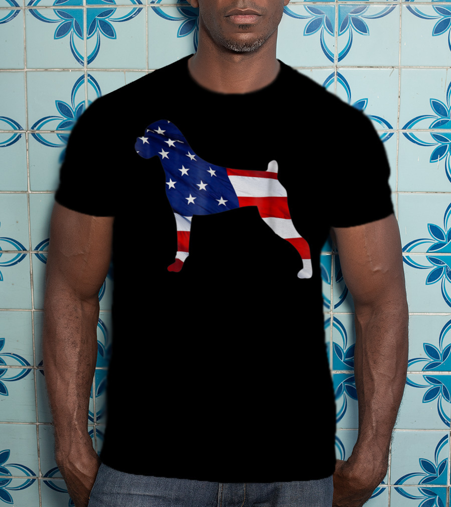 American Flag Boxer Dog Novelty T-Shirt
