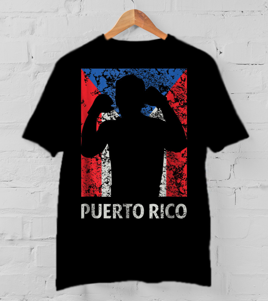 Puerto Rico Flag Boxer Silhouette Pride T-Shirt