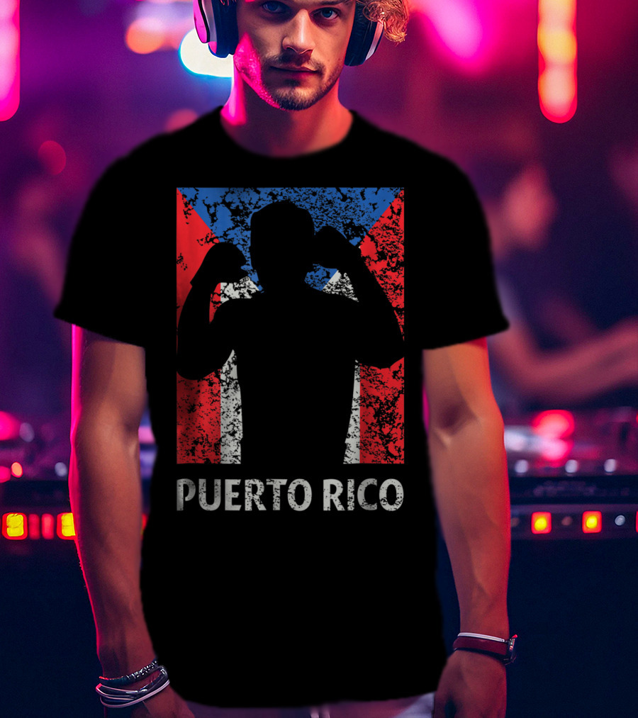 Puerto Rico Flag Boxer Silhouette Pride T-Shirt