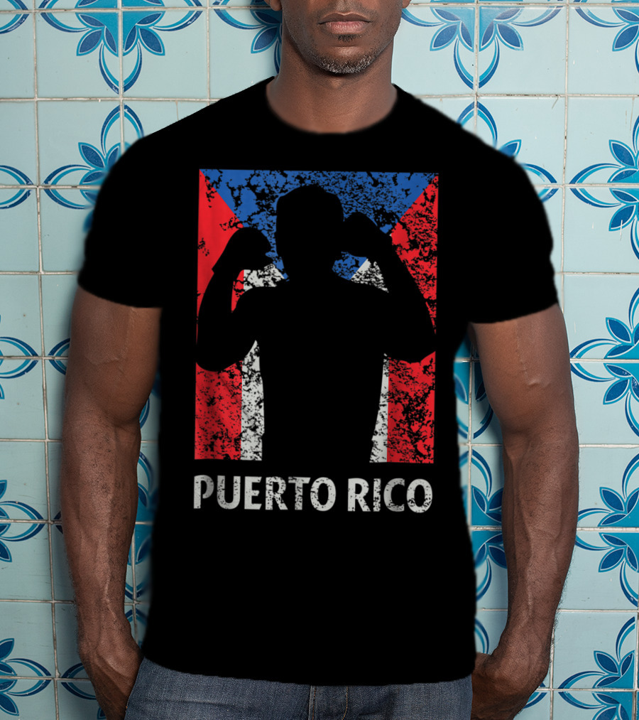 Puerto Rico Flag Boxer Silhouette Pride T-Shirt