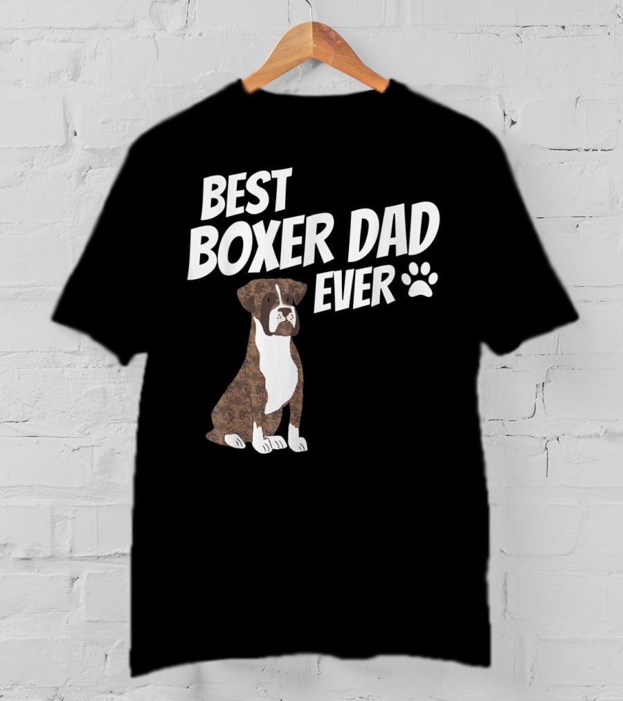Best Boxer Dad Ever Cute Dog Puppy Pet Lover Paw Prints T-Shirt