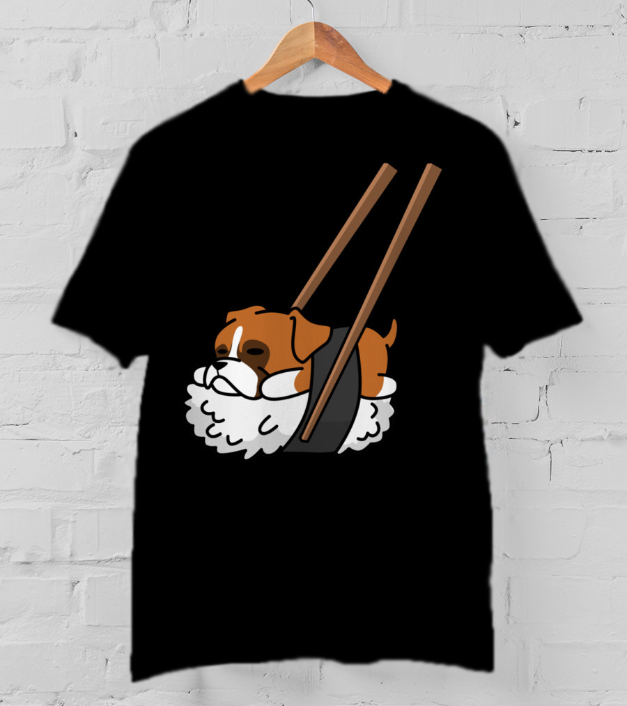 Boxer Dog Sushi With Funny Chopsticks T-Shirt