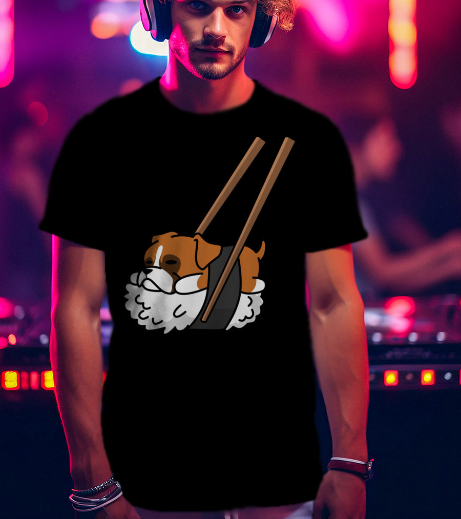 Boxer Dog Sushi With Funny Chopsticks T-Shirt