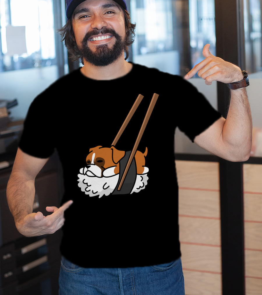 Boxer Dog Sushi With Funny Chopsticks T-Shirt