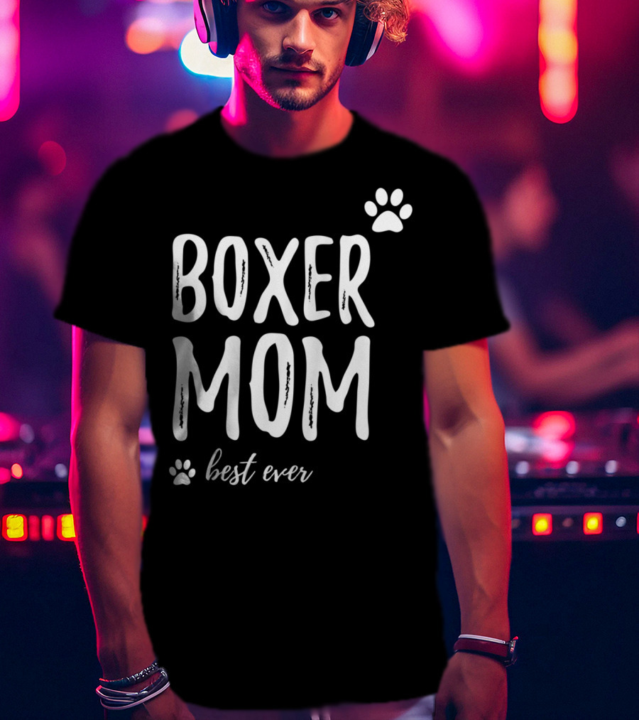 Boxer Mom Best Ever Boxer Dog Paw Prints T-Shirt