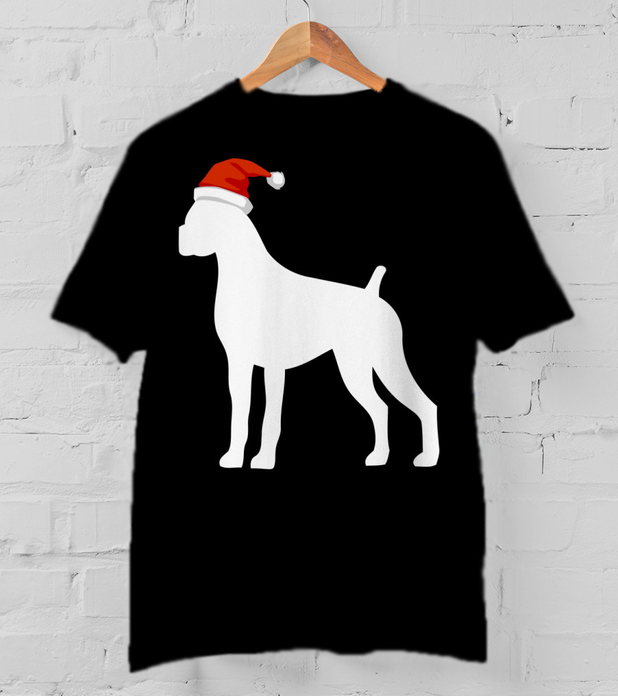 Boxer Dog Wearing Santa Hat Christmas T-Shirt