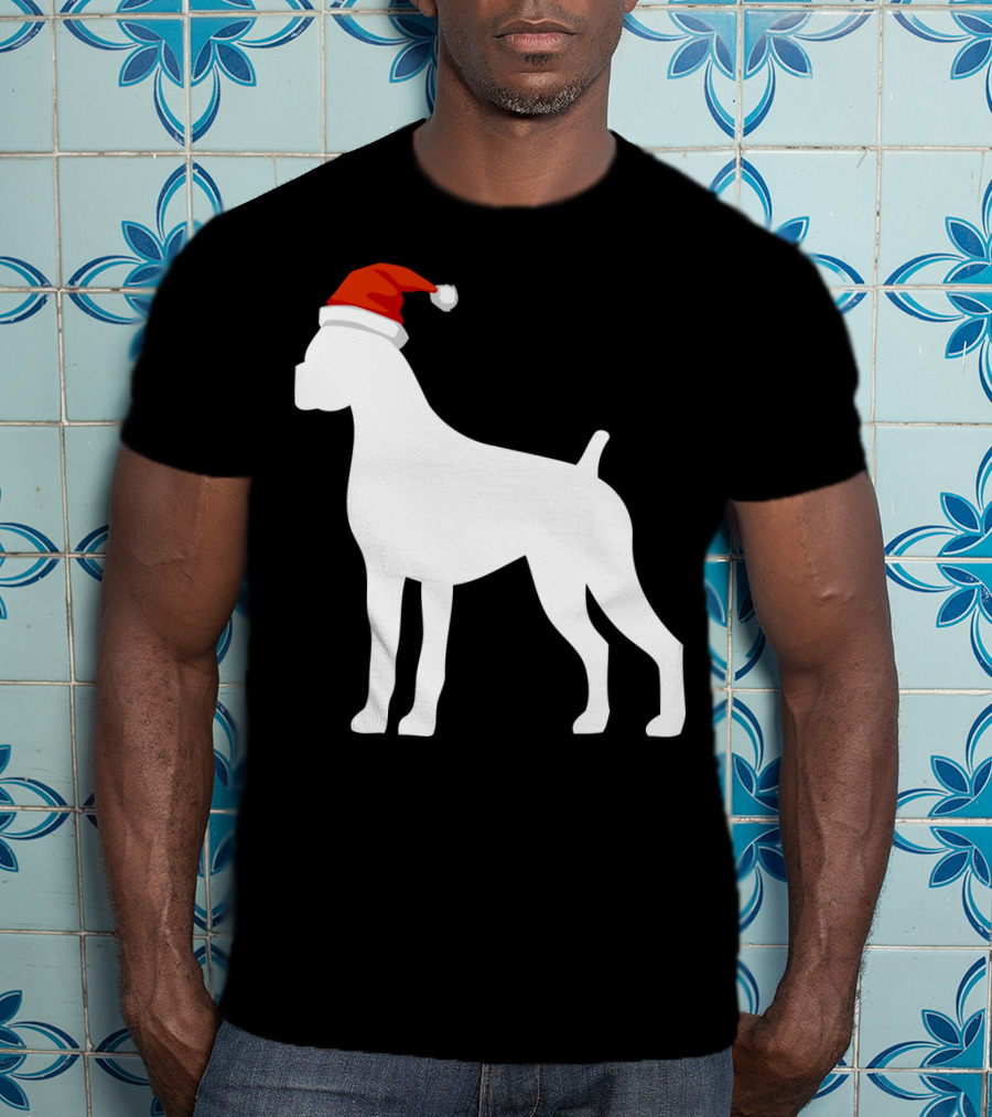 Boxer Dog Wearing Santa Hat Christmas T-Shirt