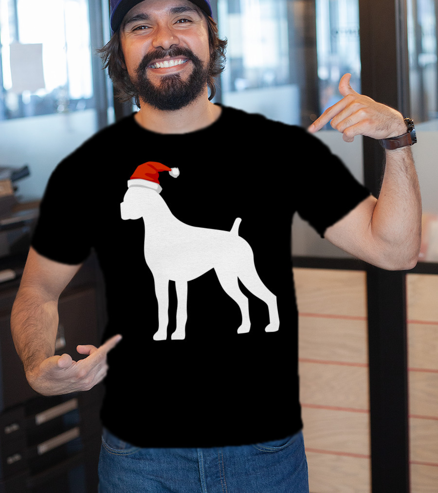 Boxer Dog Wearing Santa Hat Christmas T-Shirt