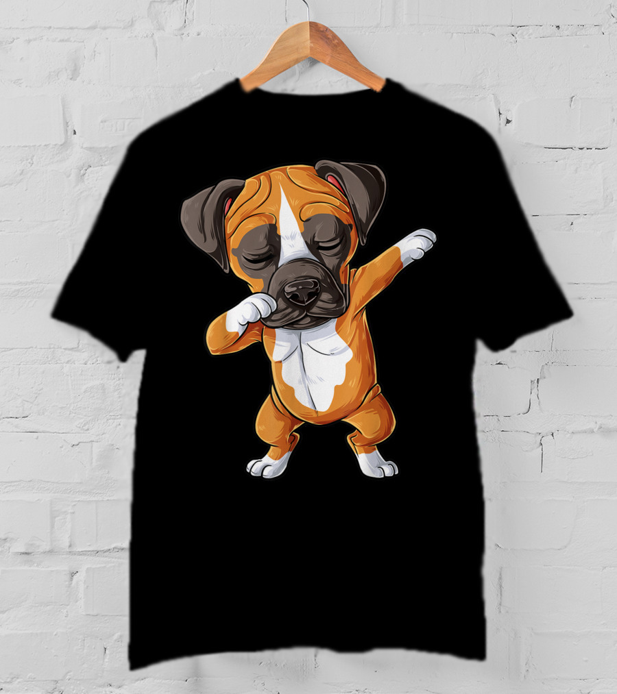 Funny Dabbing Boxer Dog Puppy Lover Kids Boys Dab T-Shirt