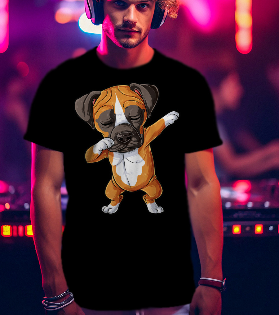 Funny Dabbing Boxer Dog Puppy Lover Kids Boys Dab T-Shirt