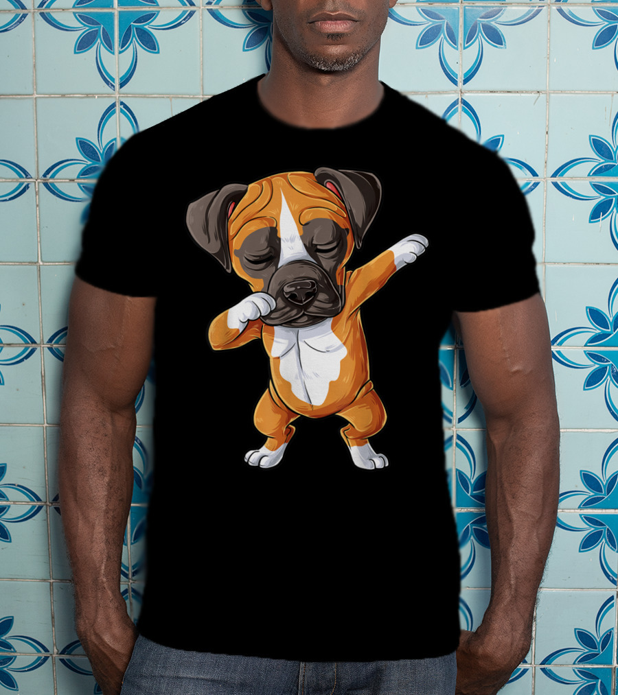 Funny Dabbing Boxer Dog Puppy Lover Kids Boys Dab T-Shirt