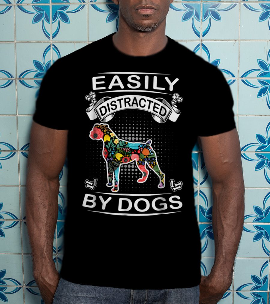 Easily Distracted By Dogs Colorful Boxer T-Shirt