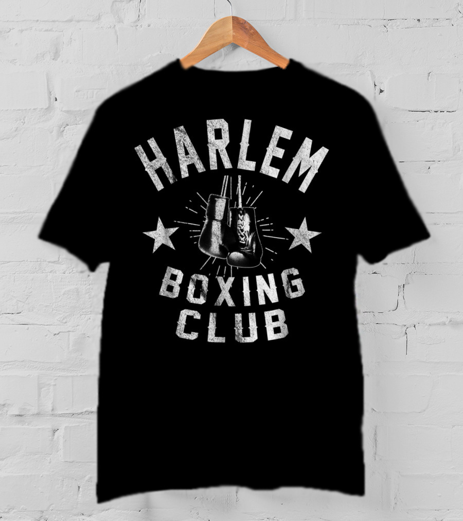 Harlem Boxing Club Vintage Distressed Boxer Gloves With Stars T-Shirt