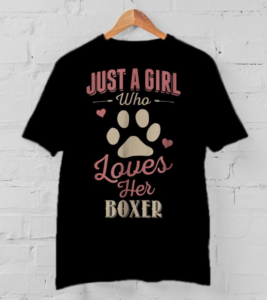 Just A Girl Who Loves Her Boxer Paw Heart T-Shirt