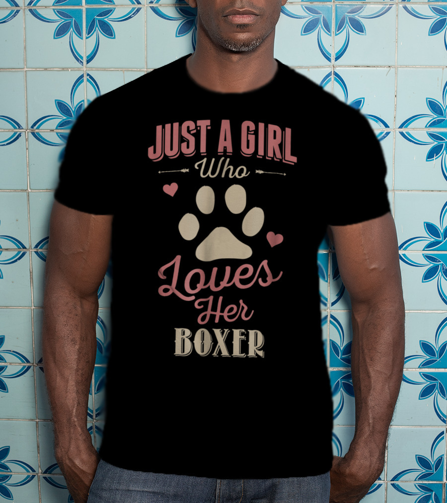 Just A Girl Who Loves Her Boxer Paw Heart T-Shirt