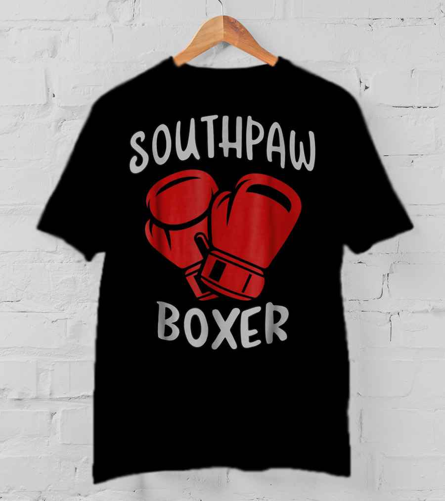 Southpaw Boxer Red Boxing Gloves Left Handed Stance T-Shirt