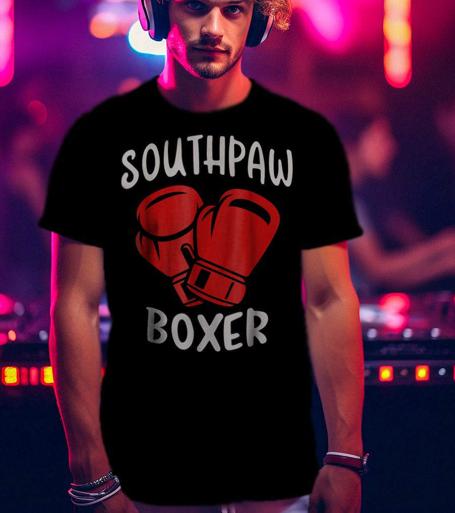 Southpaw Boxer Red Boxing Gloves Left Handed Stance T-Shirt