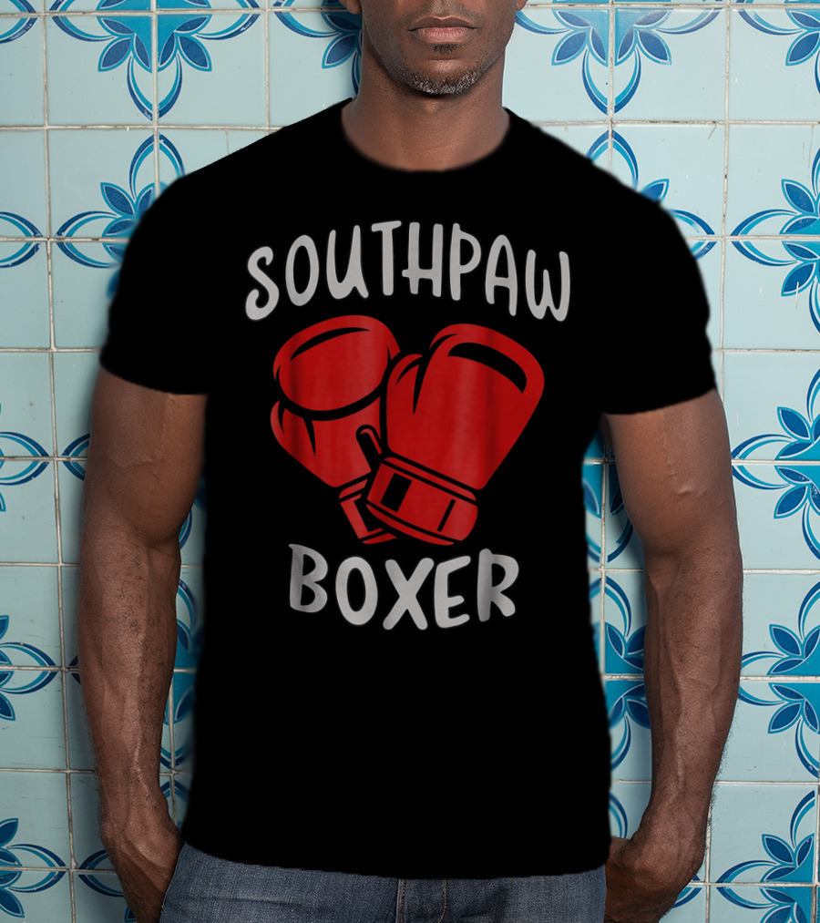 Southpaw Boxer Red Boxing Gloves Left Handed Stance T-Shirt