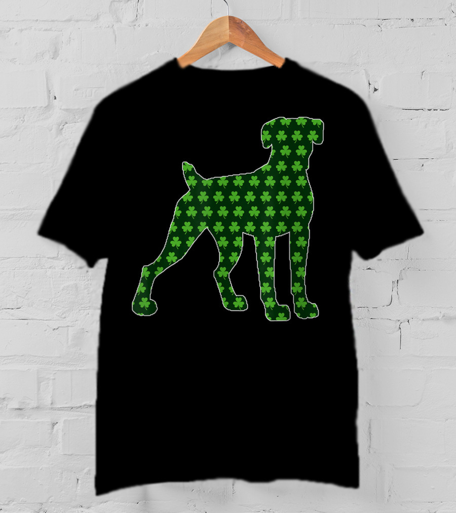 St Patrick's Day Lucky Irish Boxer Dog With Shamrock T-Shirt