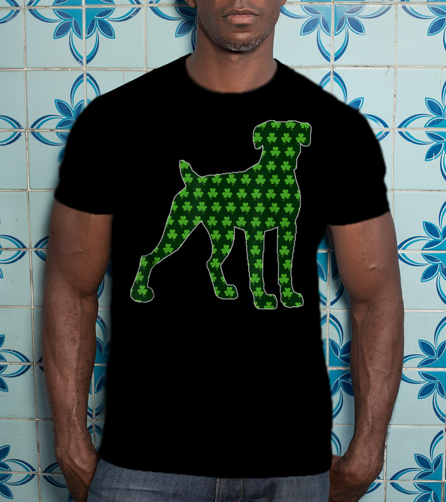 St Patrick's Day Lucky Irish Boxer Dog With Shamrock T-Shirt